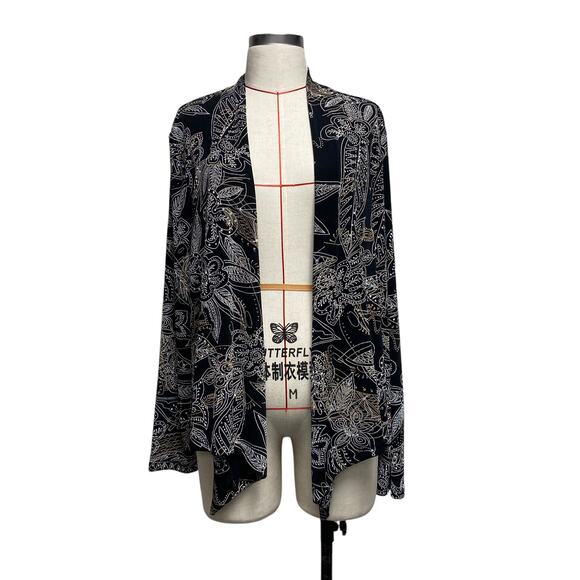 Coldwater Creek Womens Size L Floral Print Slinky Draped Open Front Cardigan25 - Picture 2 of 6